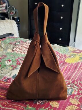 Brown Suede Knot-Handle Women's Shoulder Bag-Never Got The Chance To Use It.